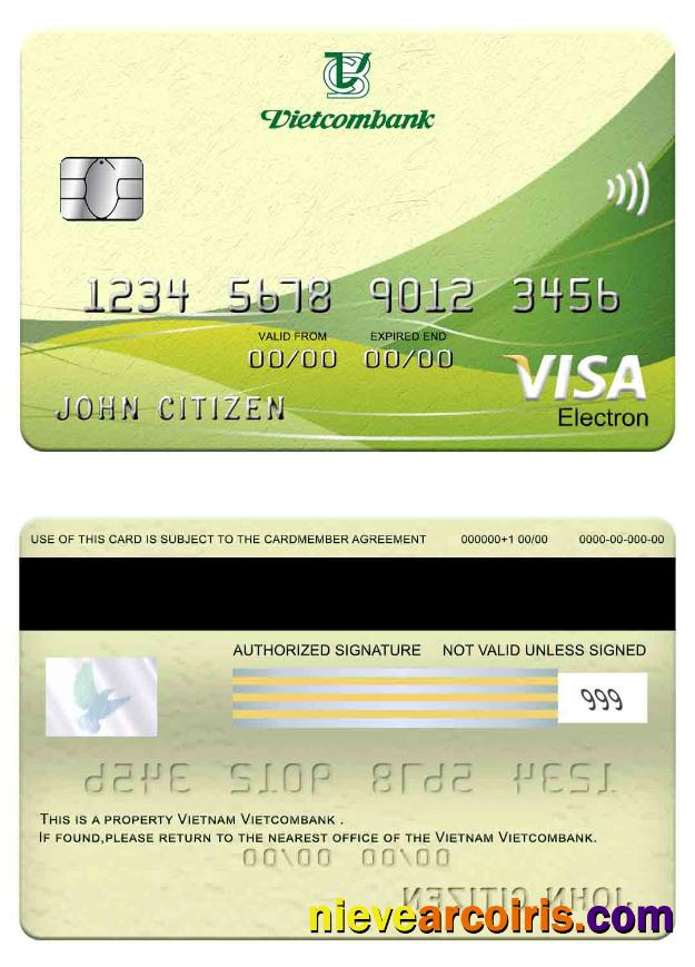 Vietnam Vietcombank visa electron card